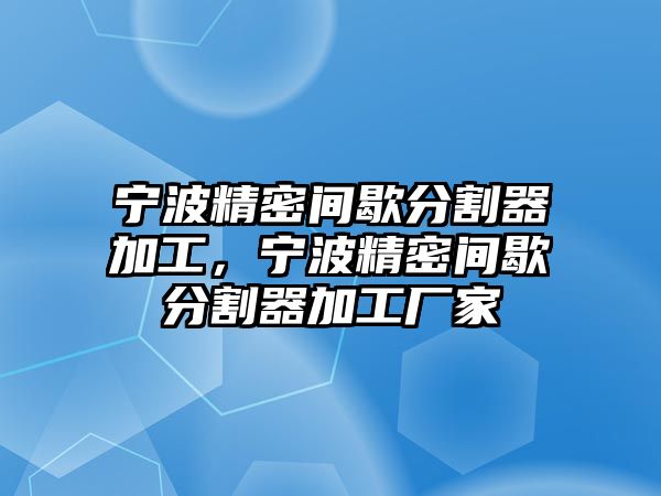 寧波精密間歇分割器加工，寧波精密間歇分割器加工廠家