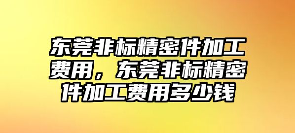 東莞非標精密件加工費用，東莞非標精密件加工費用多少錢