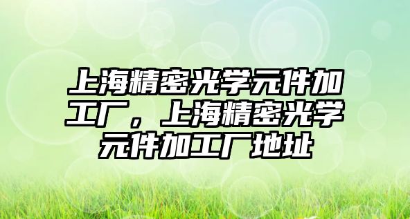 上海精密光學元件加工廠，上海精密光學元件加工廠地址