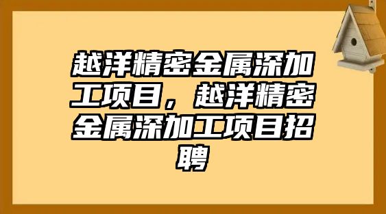 越洋精密金屬深加工項目，越洋精密金屬深加工項目招聘