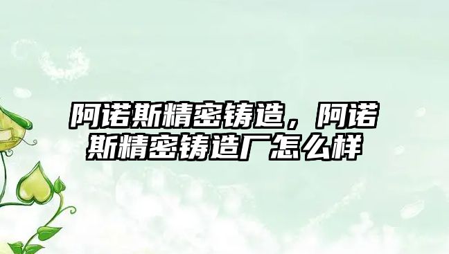 阿諾斯精密鑄造，阿諾斯精密鑄造廠怎么樣