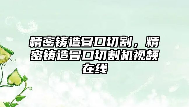 精密鑄造冒口切割，精密鑄造冒口切割機(jī)視頻在線