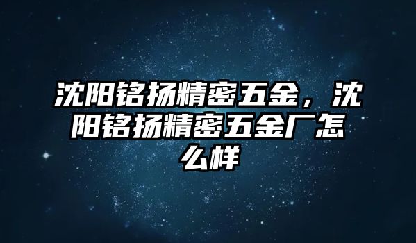 沈陽(yáng)銘揚(yáng)精密五金，沈陽(yáng)銘揚(yáng)精密五金廠怎么樣