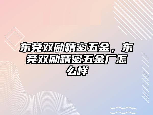 東莞雙勵精密五金，東莞雙勵精密五金廠怎么樣