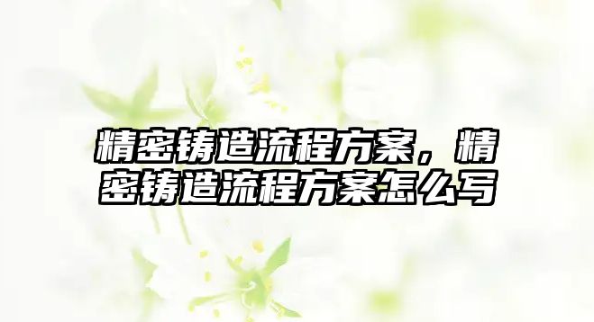 精密鑄造流程方案，精密鑄造流程方案怎么寫