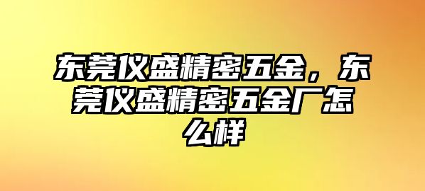 東莞儀盛精密五金，東莞儀盛精密五金廠怎么樣