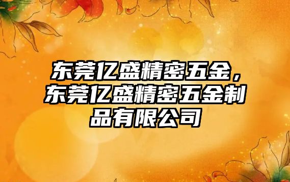 東莞億盛精密五金，東莞億盛精密五金制品有限公司