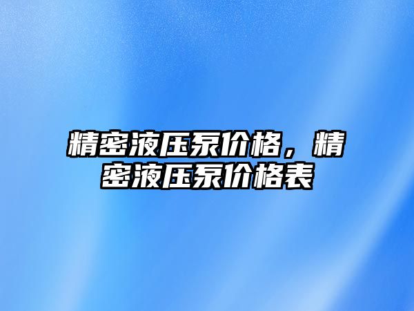 精密液壓泵價格，精密液壓泵價格表