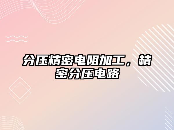 分壓精密電阻加工，精密分壓電路