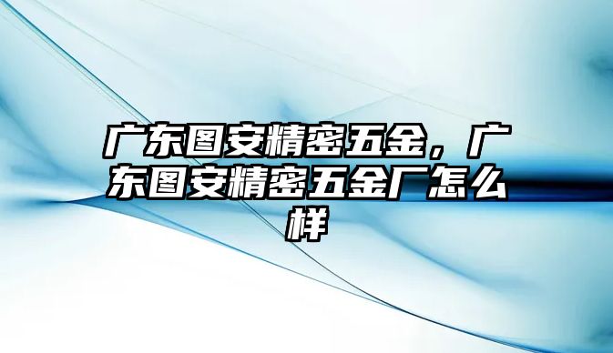 廣東圖安精密五金，廣東圖安精密五金廠怎么樣