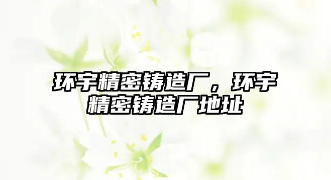 環(huán)宇精密鑄造廠，環(huán)宇精密鑄造廠地址