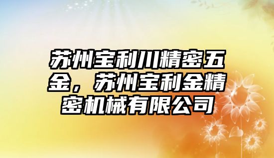 蘇州寶利川精密五金，蘇州寶利金精密機械有限公司