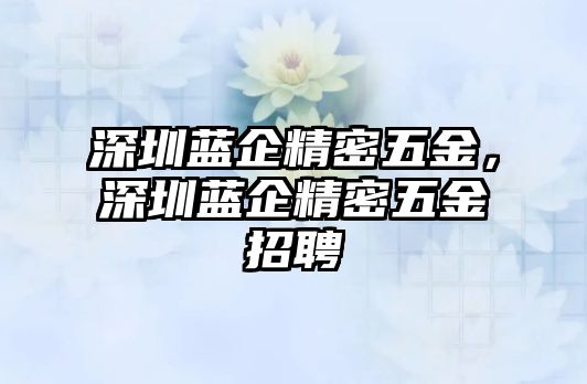 深圳藍(lán)企精密五金，深圳藍(lán)企精密五金招聘