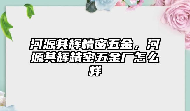 河源其輝精密五金，河源其輝精密五金廠怎么樣