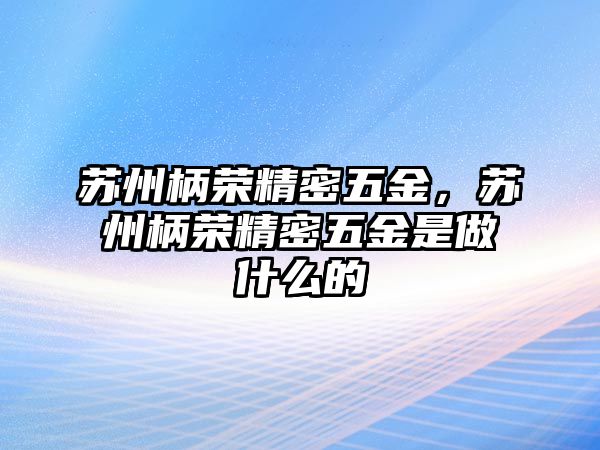 蘇州柄榮精密五金，蘇州柄榮精密五金是做什么的