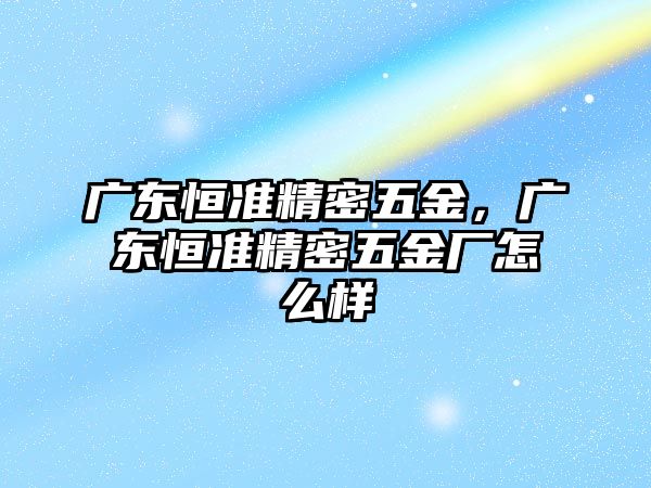 廣東恒準精密五金，廣東恒準精密五金廠怎么樣