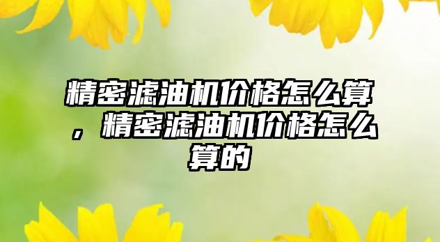 精密濾油機(jī)價格怎么算，精密濾油機(jī)價格怎么算的