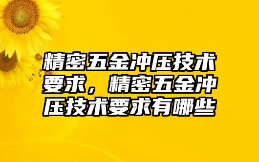 精密五金沖壓技術(shù)要求，精密五金沖壓技術(shù)要求有哪些