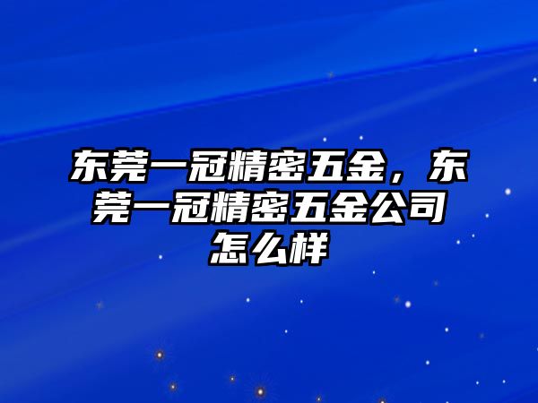 東莞一冠精密五金，東莞一冠精密五金公司怎么樣