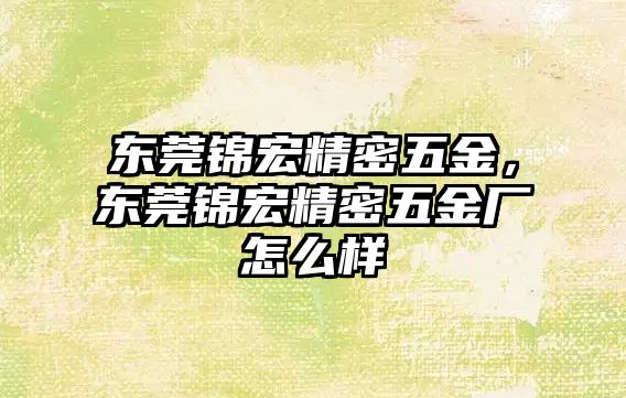 東莞錦宏精密五金，東莞錦宏精密五金廠怎么樣