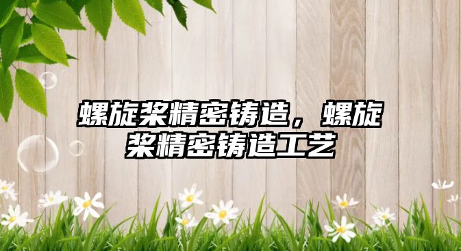 螺旋槳精密鑄造，螺旋槳精密鑄造工藝