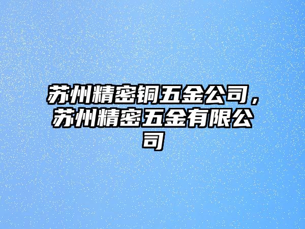 蘇州精密銅五金公司，蘇州精密五金有限公司