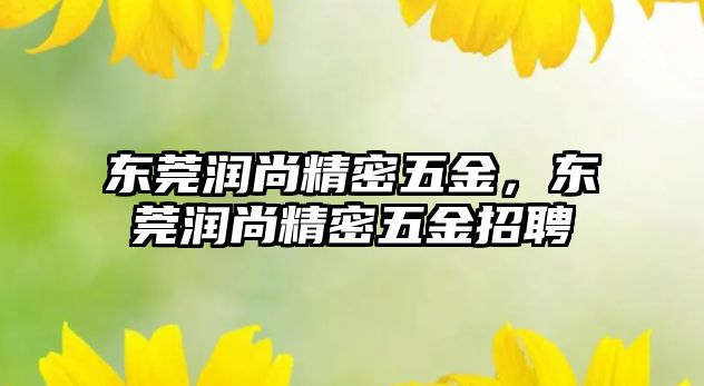 東莞潤尚精密五金，東莞潤尚精密五金招聘