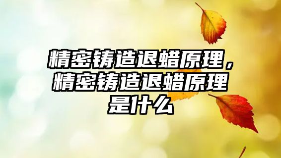 精密鑄造退蠟原理，精密鑄造退蠟原理是什么