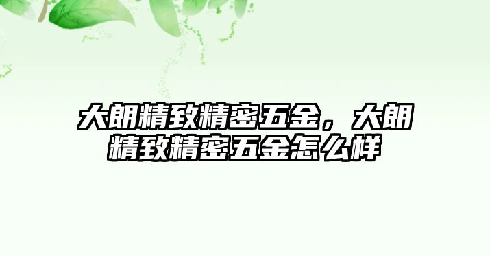 大朗精致精密五金，大朗精致精密五金怎么樣