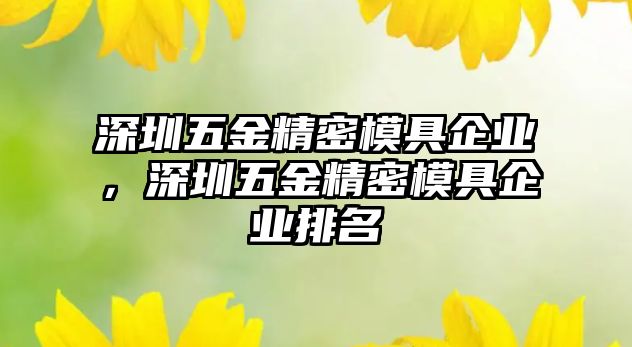 深圳五金精密模具企業(yè)，深圳五金精密模具企業(yè)排名