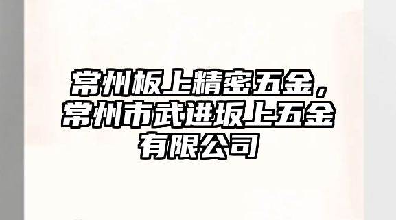 常州板上精密五金，常州市武進(jìn)坂上五金有限公司