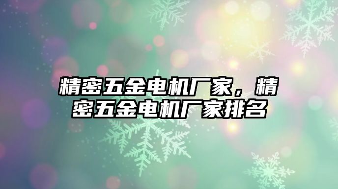 精密五金電機(jī)廠家，精密五金電機(jī)廠家排名