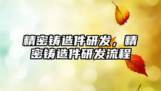 精密鑄造件研發(fā)，精密鑄造件研發(fā)流程