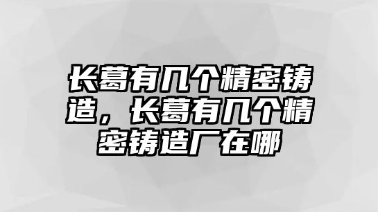 長葛有幾個精密鑄造，長葛有幾個精密鑄造廠在哪