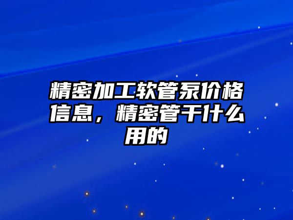 精密加工軟管泵價格信息，精密管干什么用的