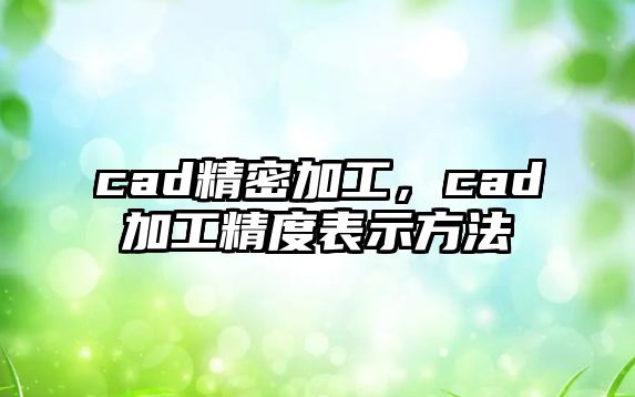 cad精密加工，cad加工精度表示方法