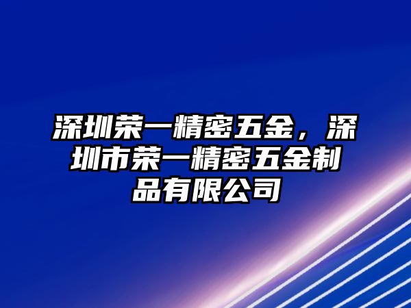 深圳榮一精密五金，深圳市榮一精密五金制品有限公司