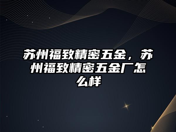 蘇州福致精密五金，蘇州福致精密五金廠怎么樣