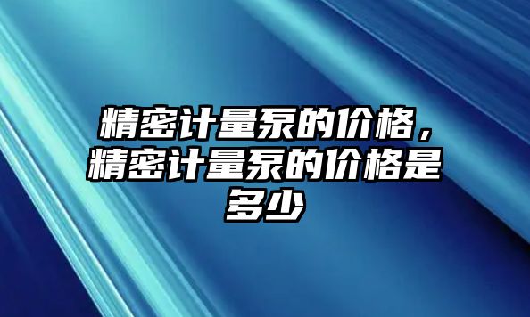 精密計量泵的價格，精密計量泵的價格是多少