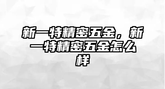 新一特精密五金，新一特精密五金怎么樣