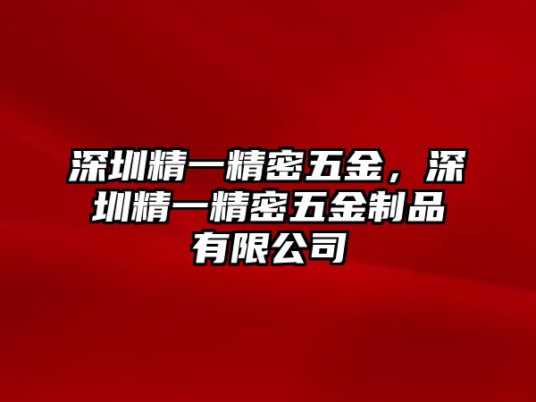 深圳精一精密五金，深圳精一精密五金制品有限公司