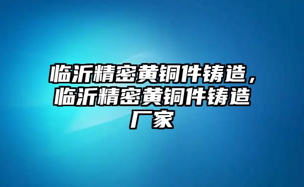 臨沂精密黃銅件鑄造，臨沂精密黃銅件鑄造廠家