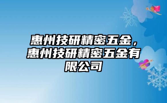 惠州技研精密五金，惠州技研精密五金有限公司