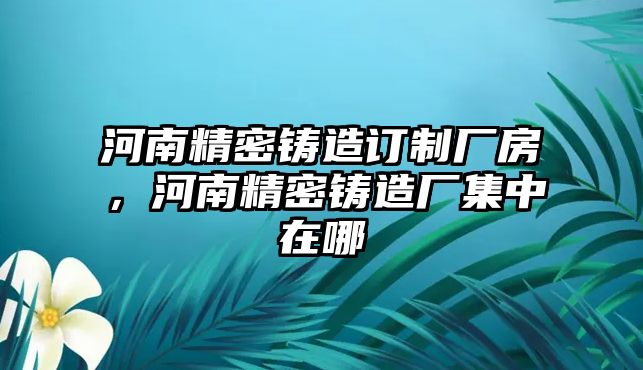 河南精密鑄造訂制廠房，河南精密鑄造廠集中在哪