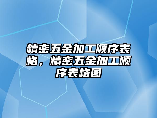 精密五金加工順序表格，精密五金加工順序表格圖