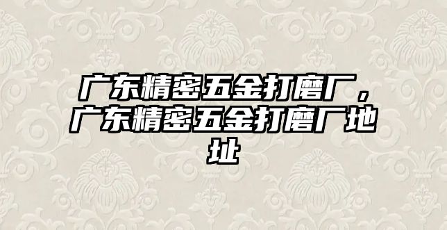 廣東精密五金打磨廠，廣東精密五金打磨廠地址