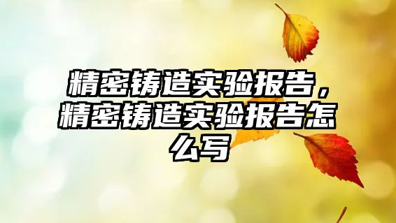 精密鑄造實驗報告，精密鑄造實驗報告怎么寫