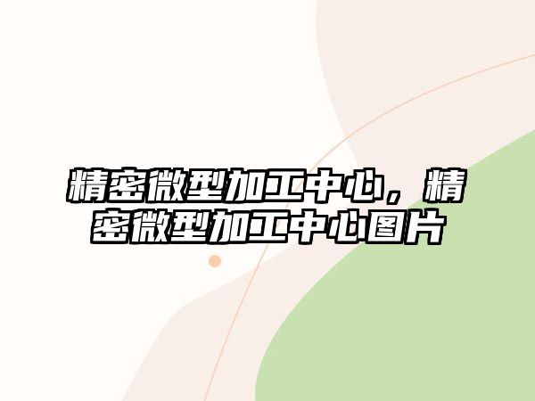 精密微型加工中心，精密微型加工中心圖片