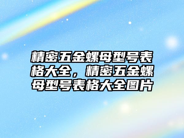 精密五金螺母型號表格大全，精密五金螺母型號表格大全圖片