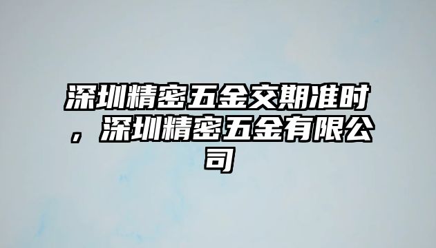 深圳精密五金交期準(zhǔn)時，深圳精密五金有限公司